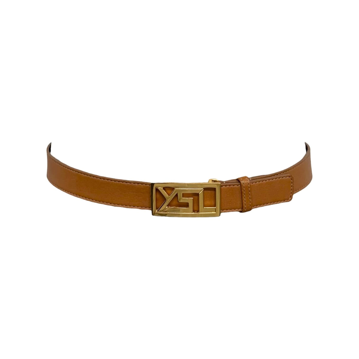 YSL Tan Logo Belt