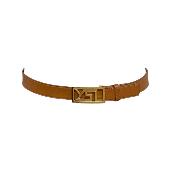 YSL Tan Logo Belt