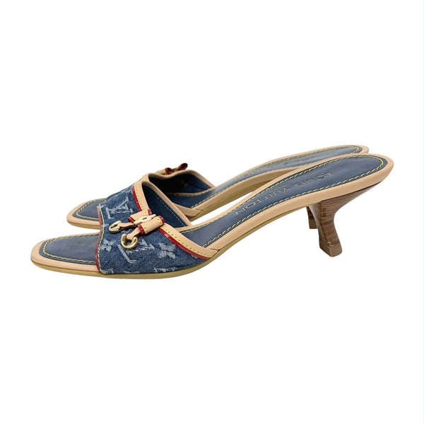 Louis Vuitton Blue Denim Kitten Heels