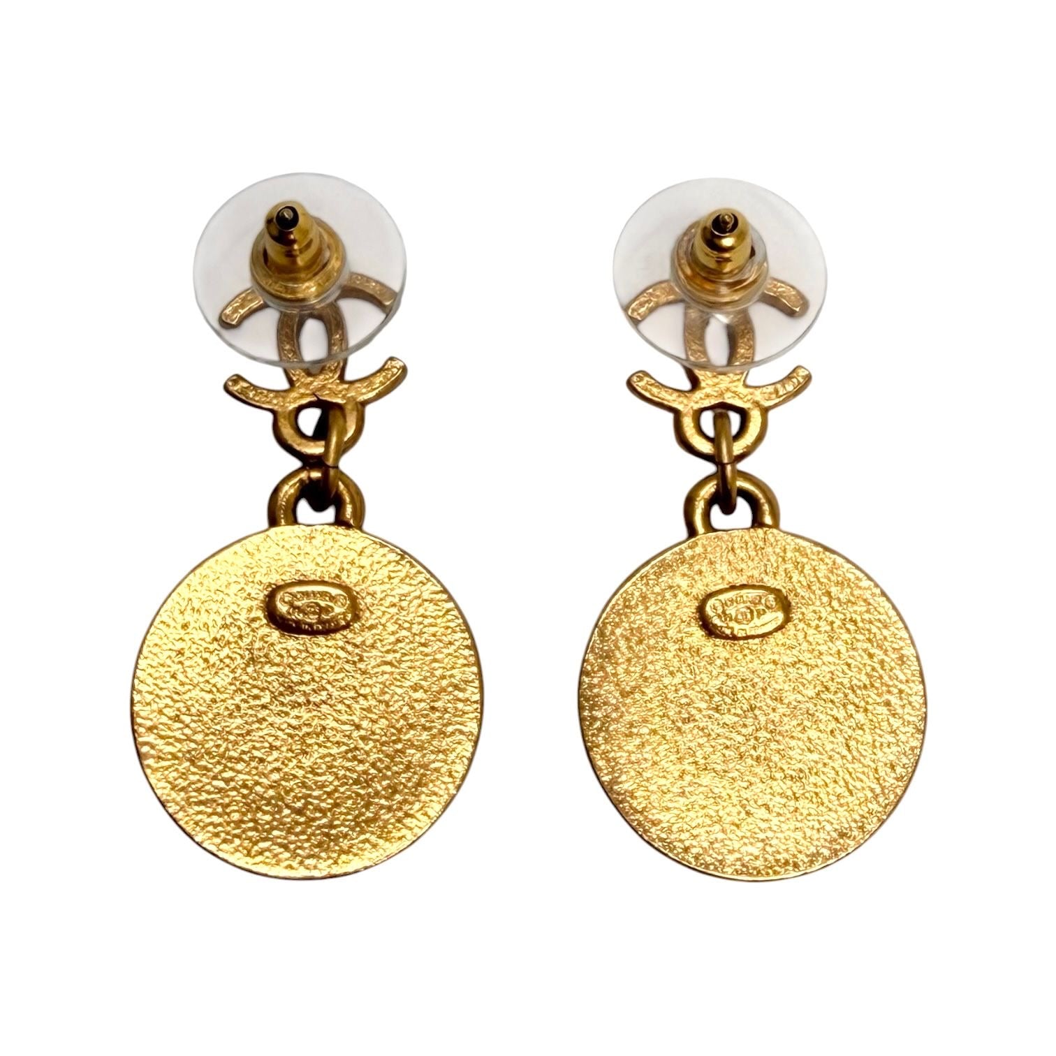 Chanel Peach Star Logo Earrings