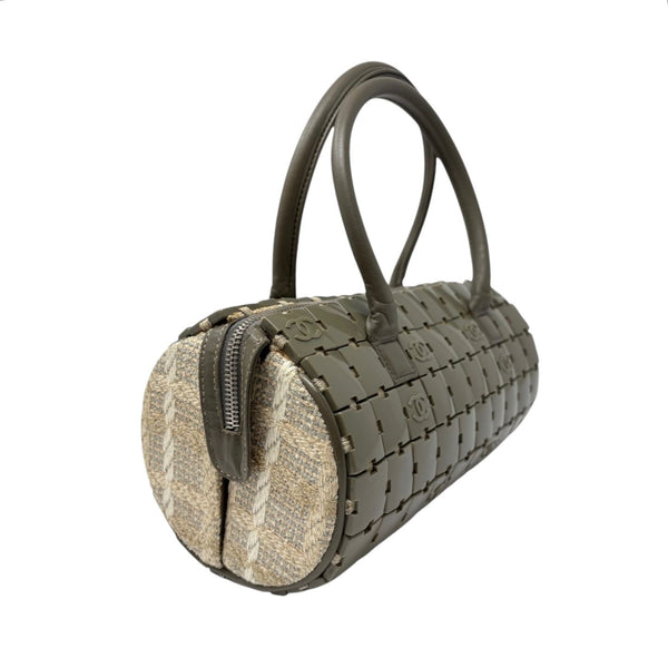 Chanel Grey Logo Cylinder Shoulder Bag