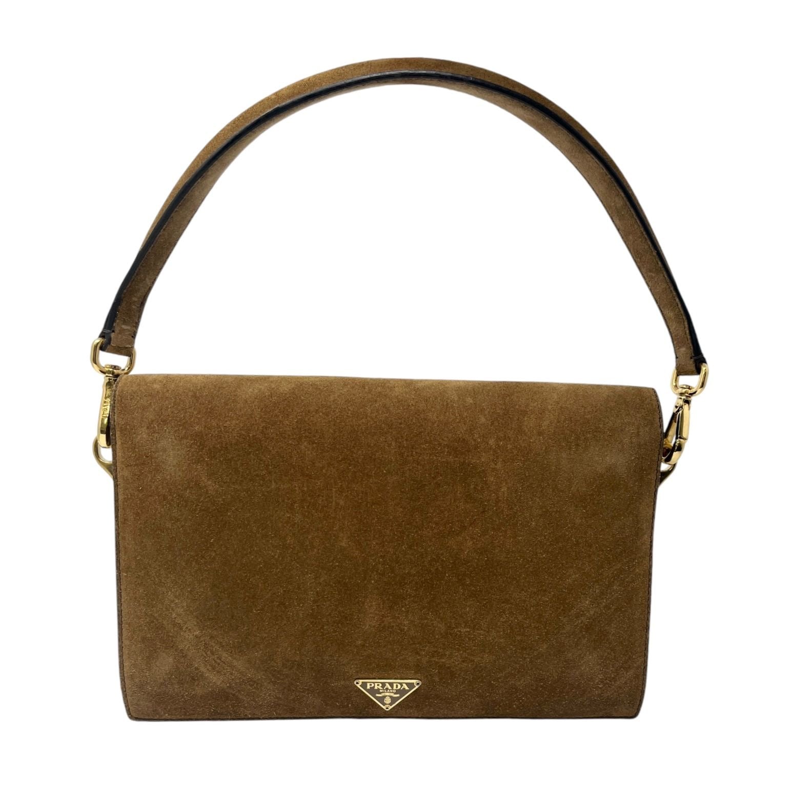 Prada Brown Suede Envelope Shoulder Bag