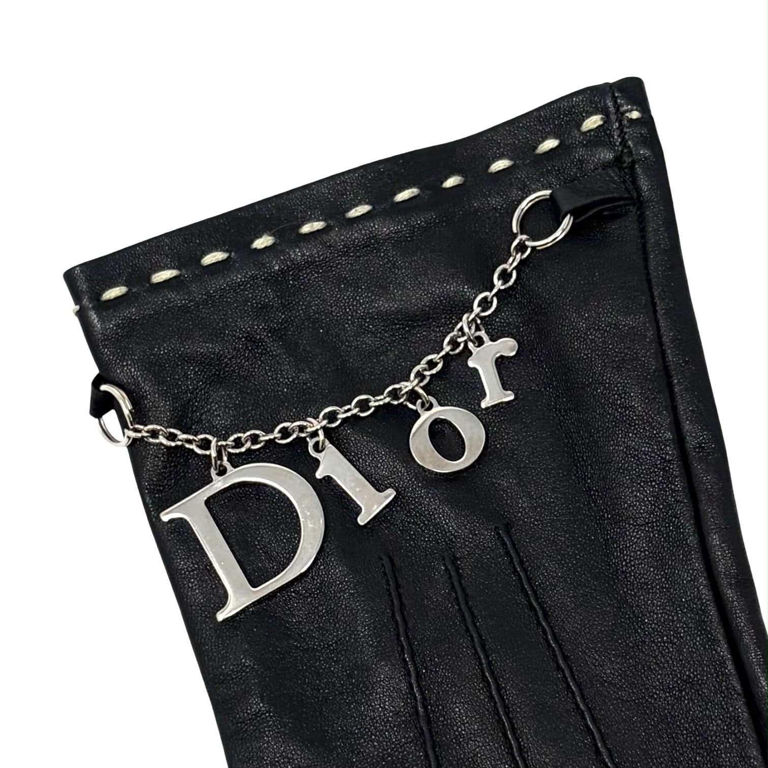 Dior Black Charm Logo Gloves