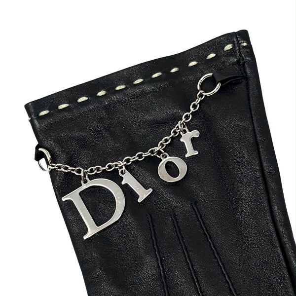 Dior Black Charm Logo Gloves