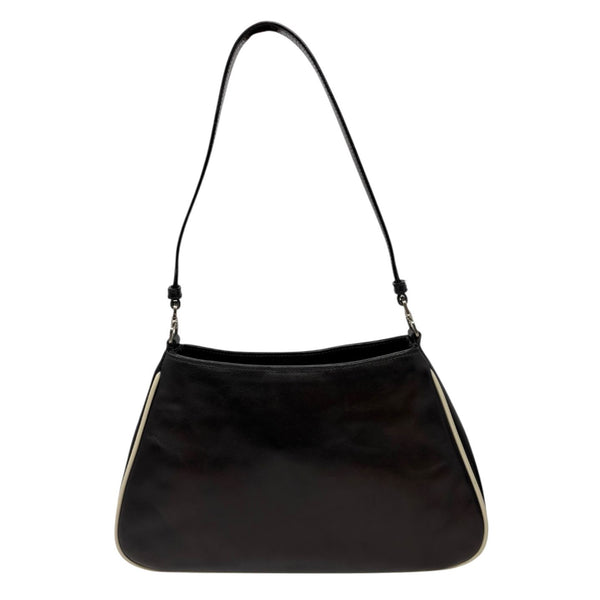 Prada Black Floral Leather Shoulder Bag