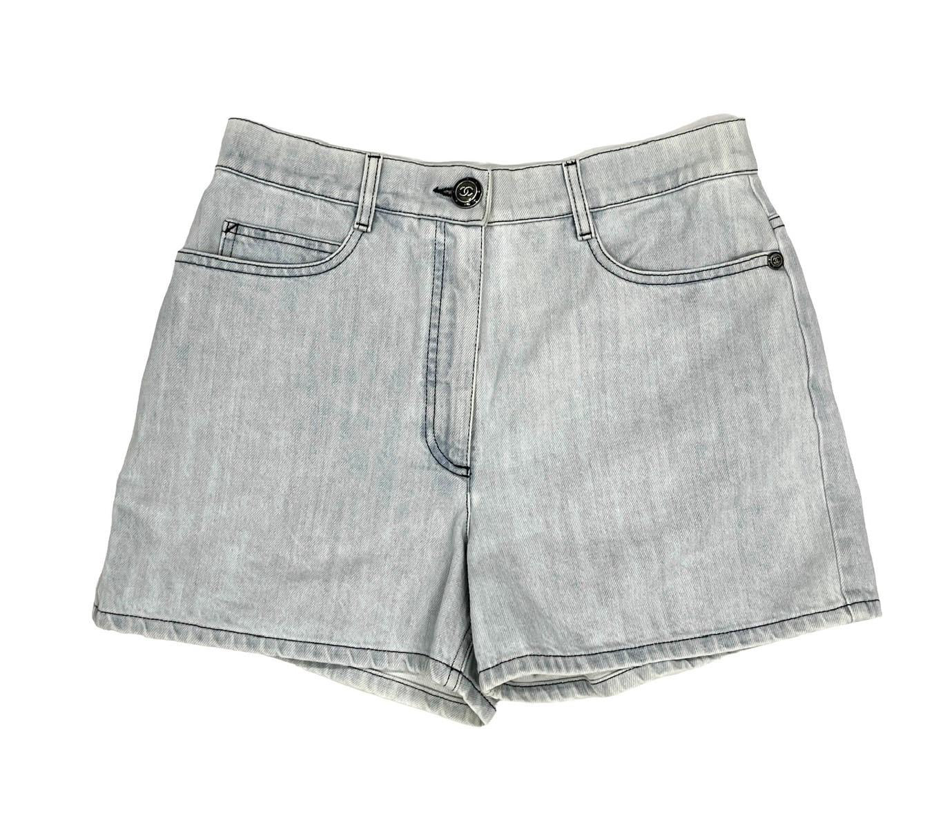 Chanel Denim Logo Shorts