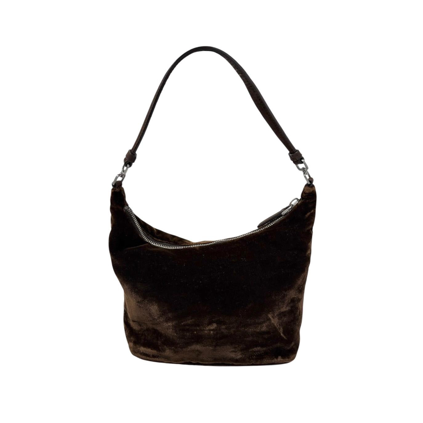 Prada Brown Velvet Shoulder Bag