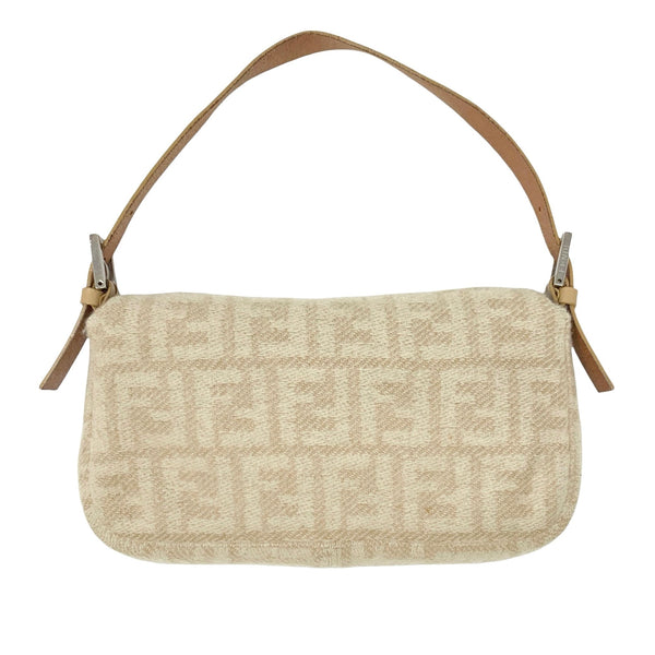 Fendi Tan Wool Logo Baguette Bag