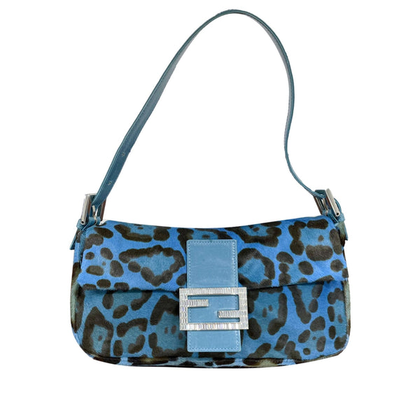 Fendi Blue Giraffe Rhinestone Baguette