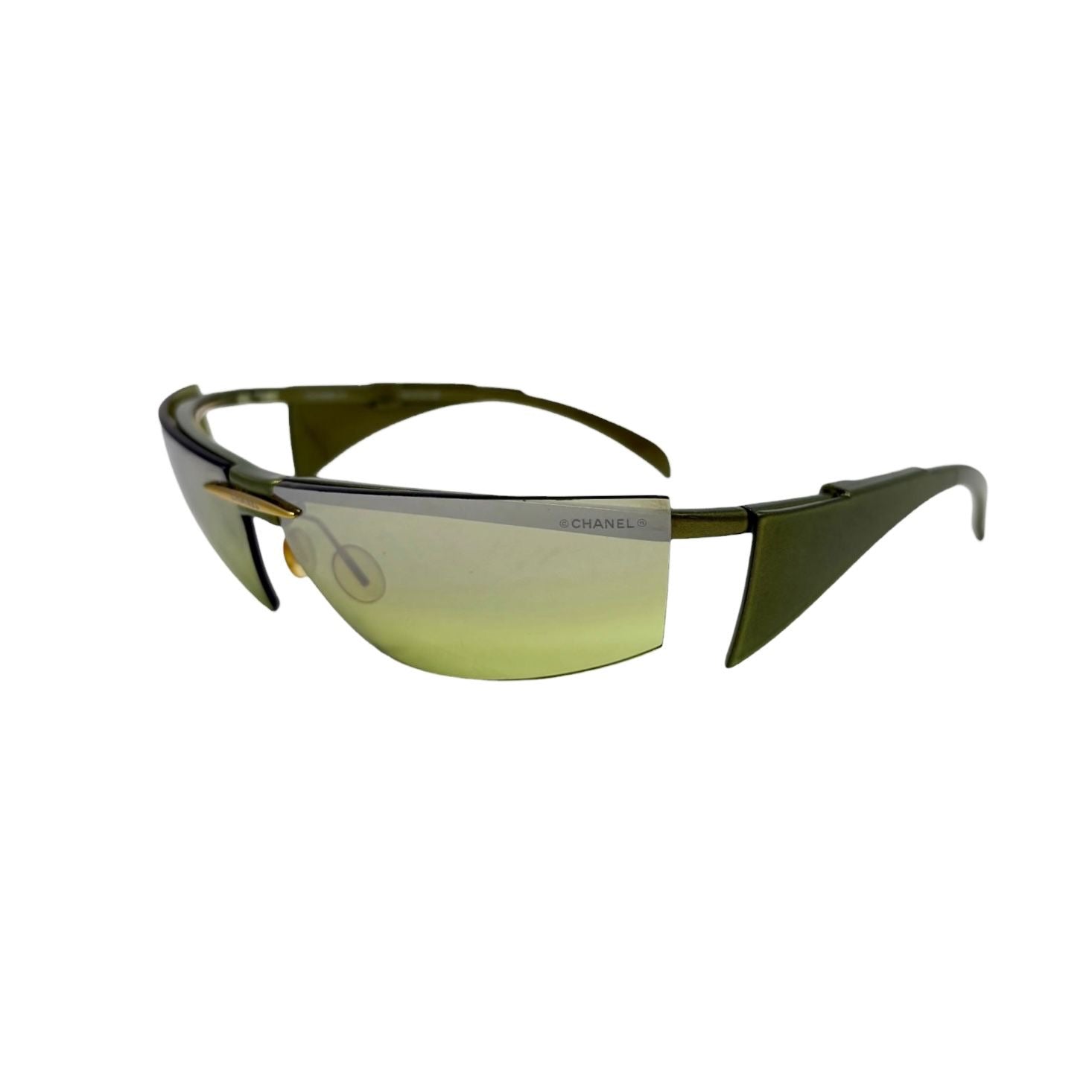 Chanel Green Visor Side Sunglasses