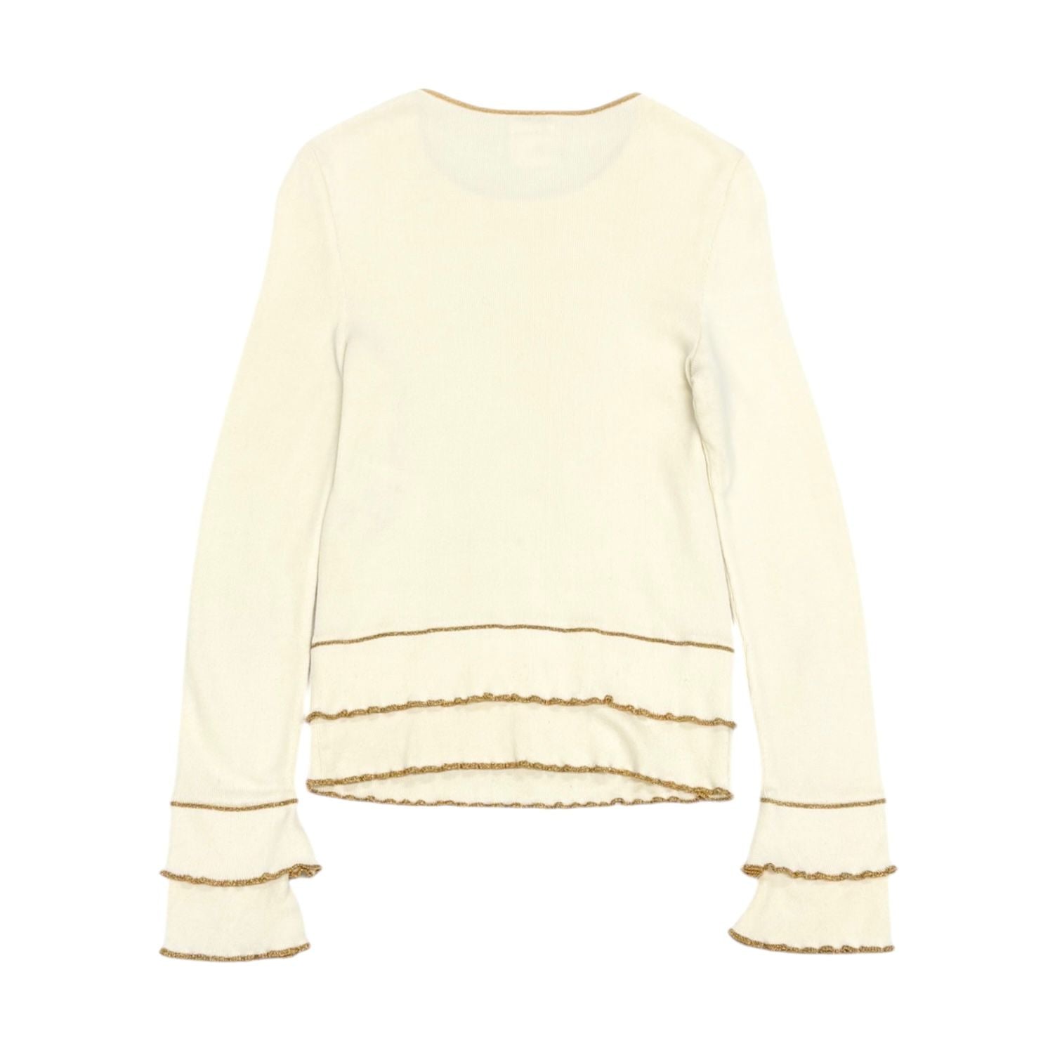 Chanel Ivory Long Sleeve Ruffle Top