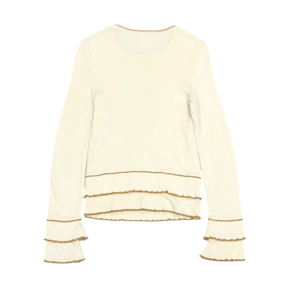 Chanel Ivory Long Sleeve Ruffle Top