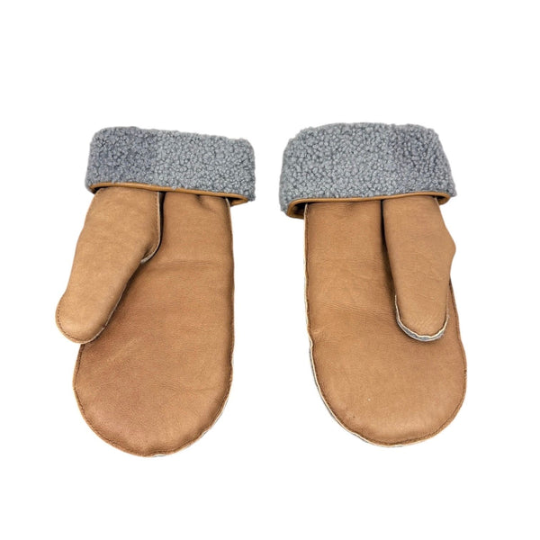 Chanel Tan Shearling Logo Mittens