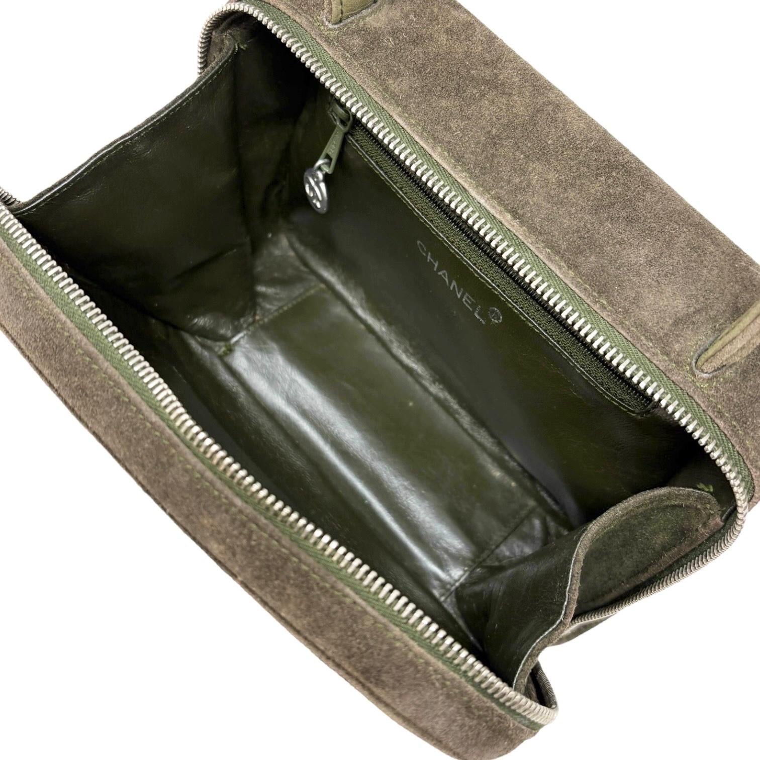 Chanel Brown Suede Top Handle Bag