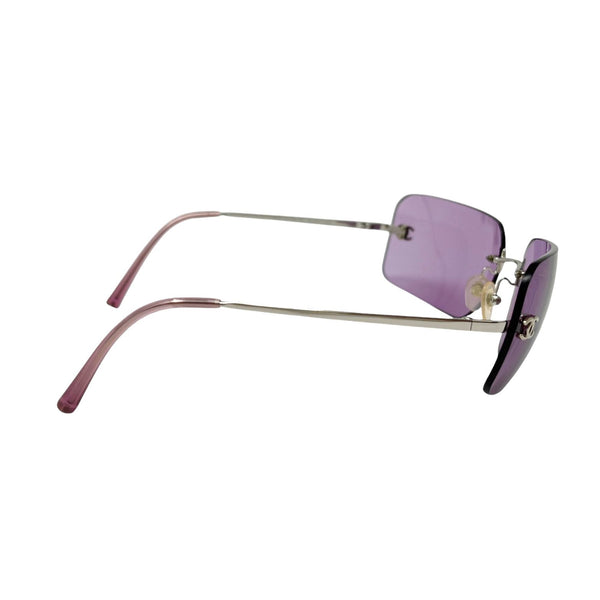 Chanel Purple Logo Rimless Sunglasses