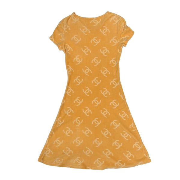 Chanel Orange Velour Logo Dress