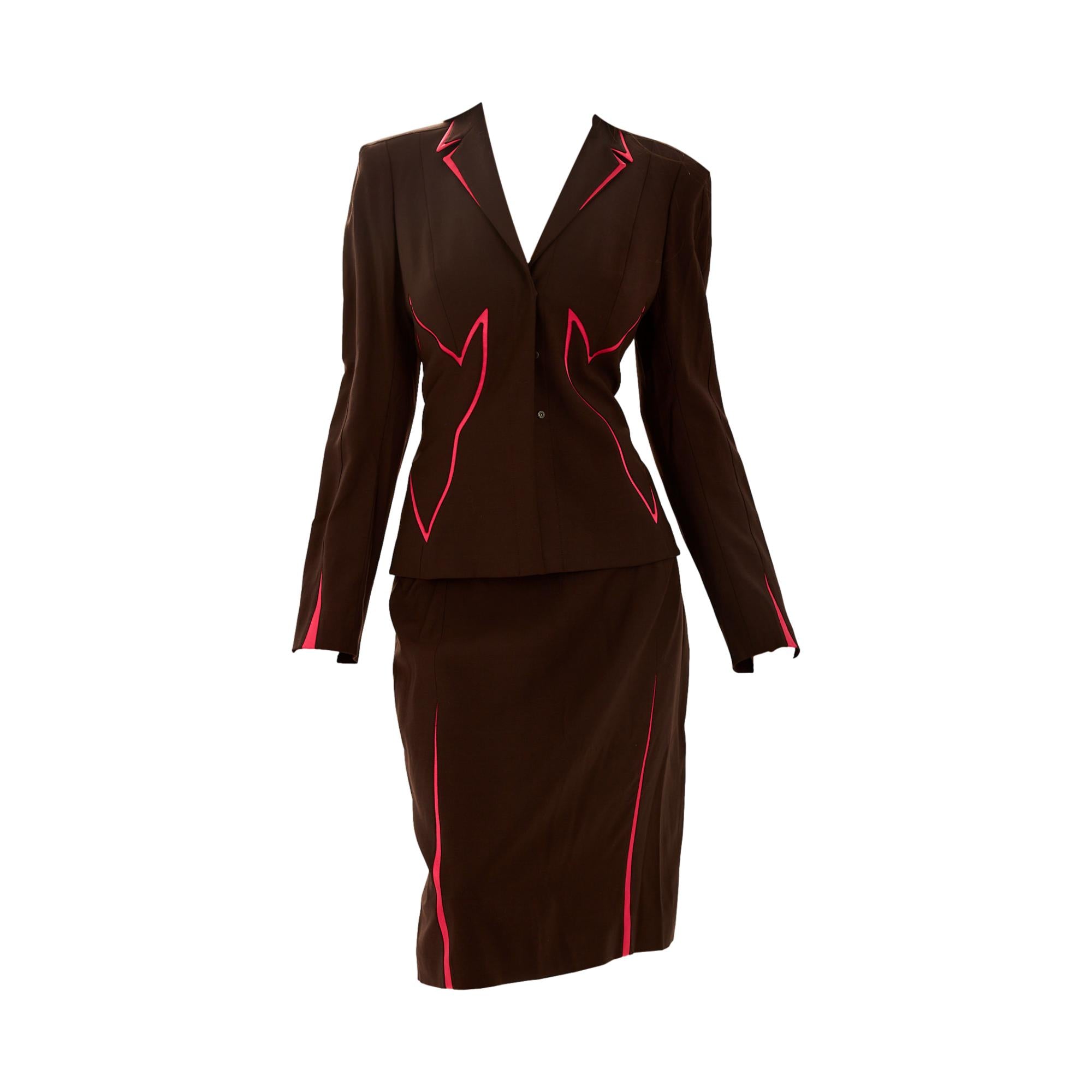 Thierry Mugler Flame Trim Skirt Suit Set