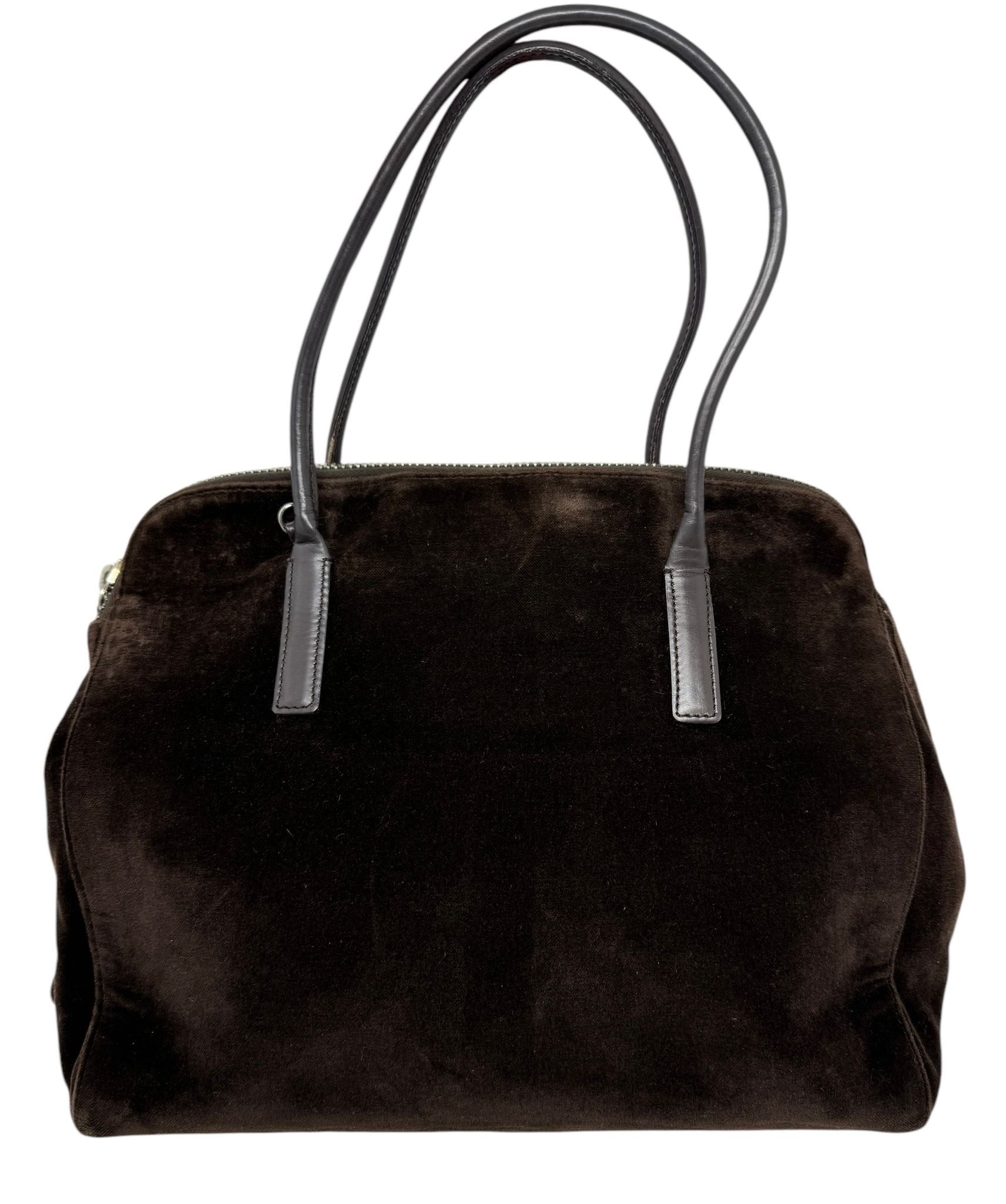 Prada Brown Velvet Large 2way Shoulder Bag