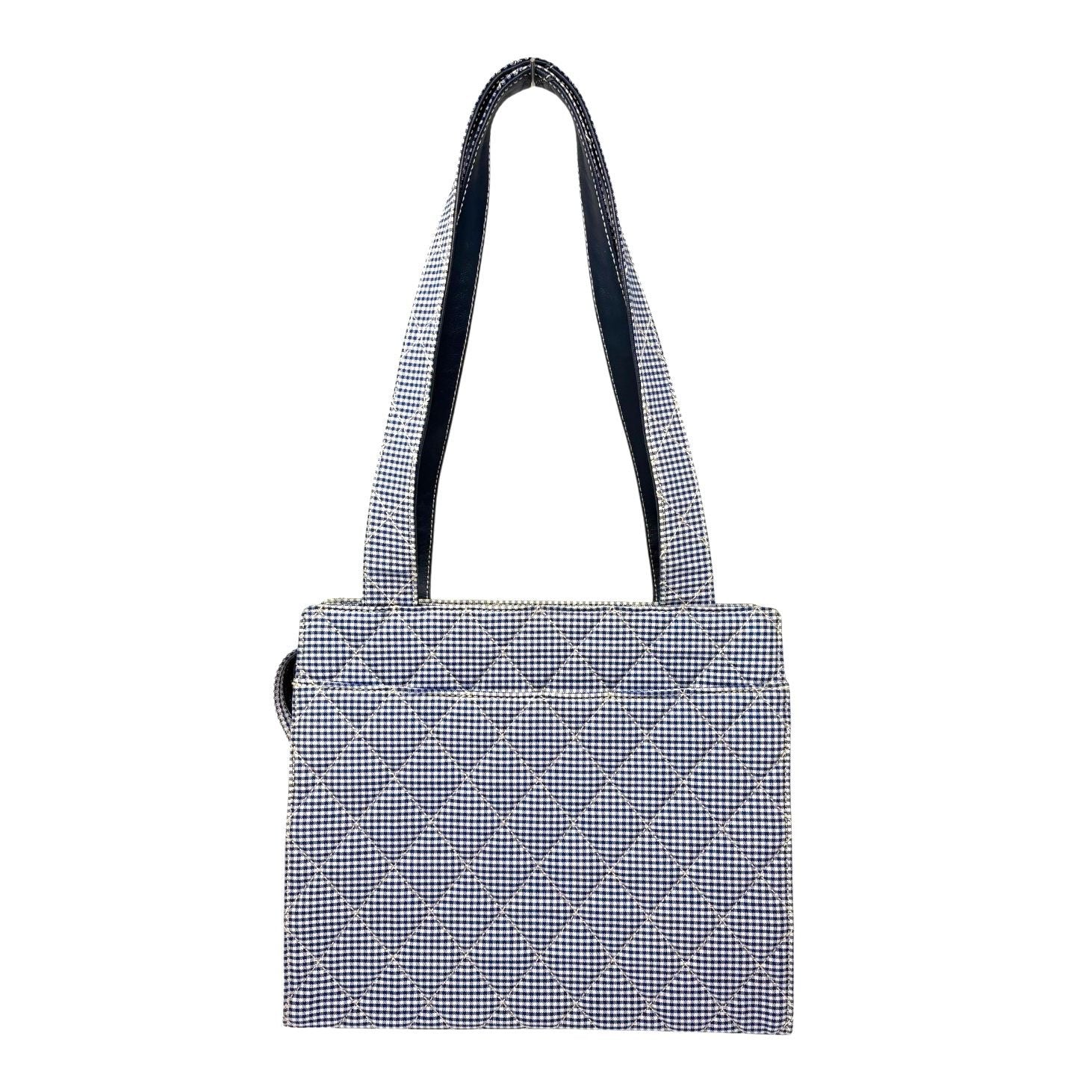 Chanel Blue Gingham Shoulder Tote