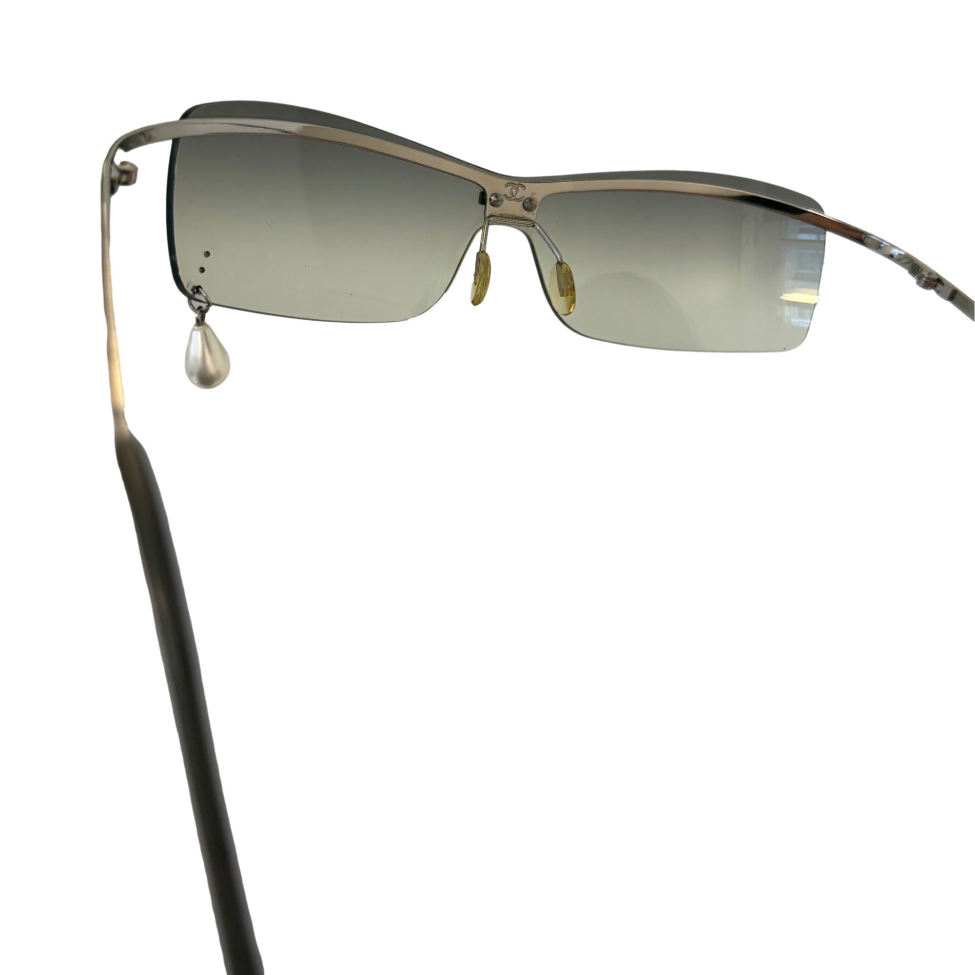 Chanel Pearl Teardrop Rimless Sunglasses