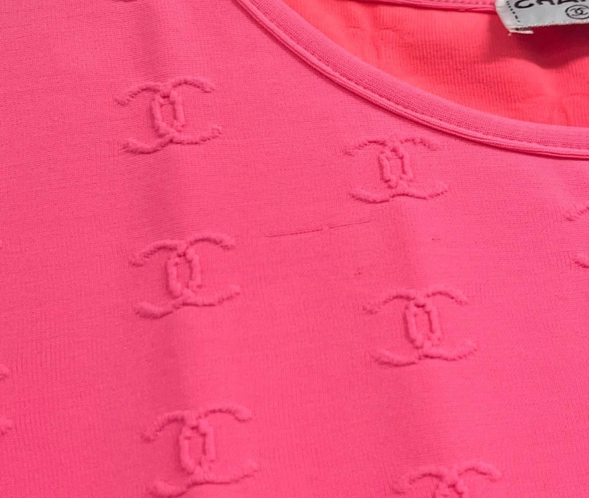 Chanel Pink Logo Crop Top