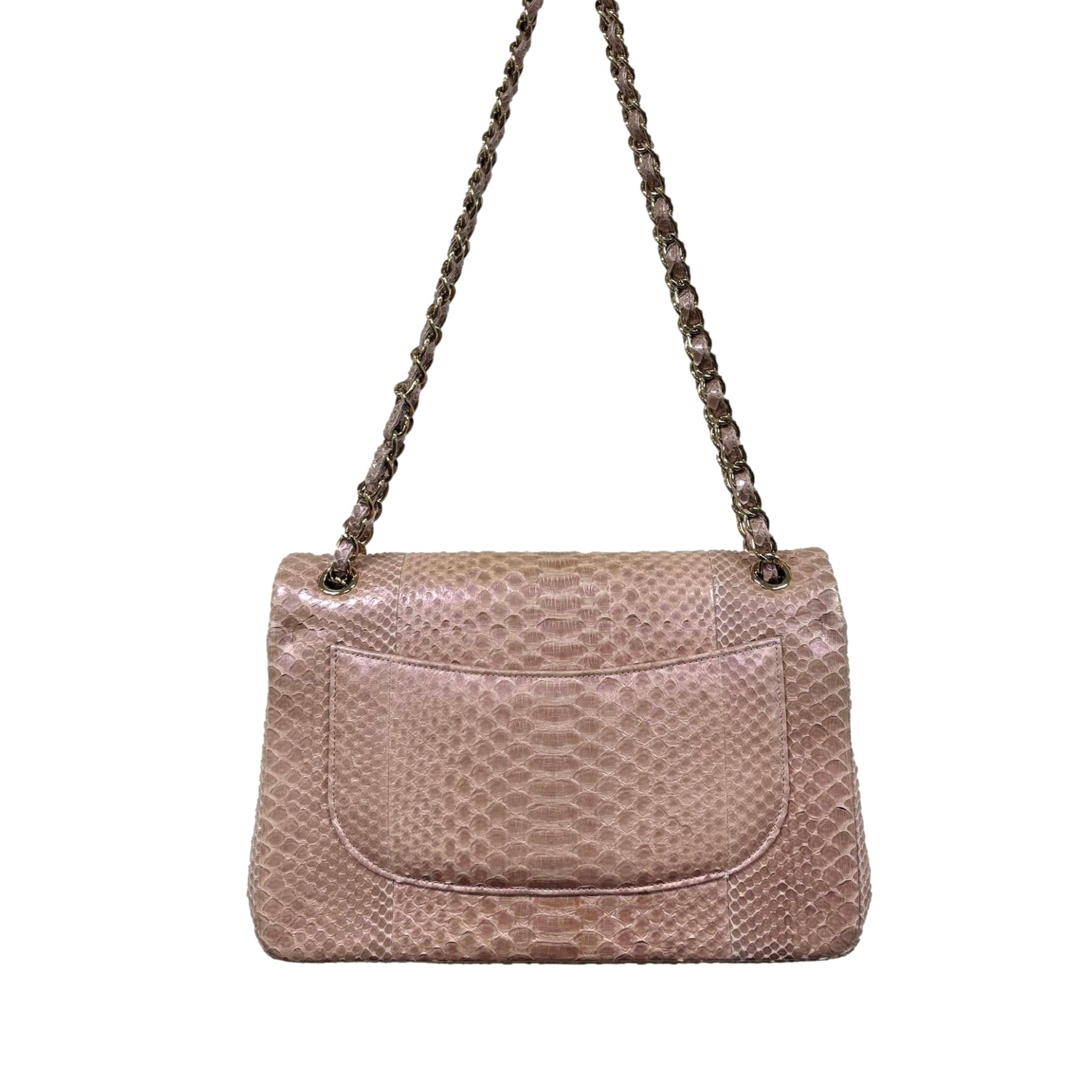 Chanel Pink Python Jumbo Double Flap Bag