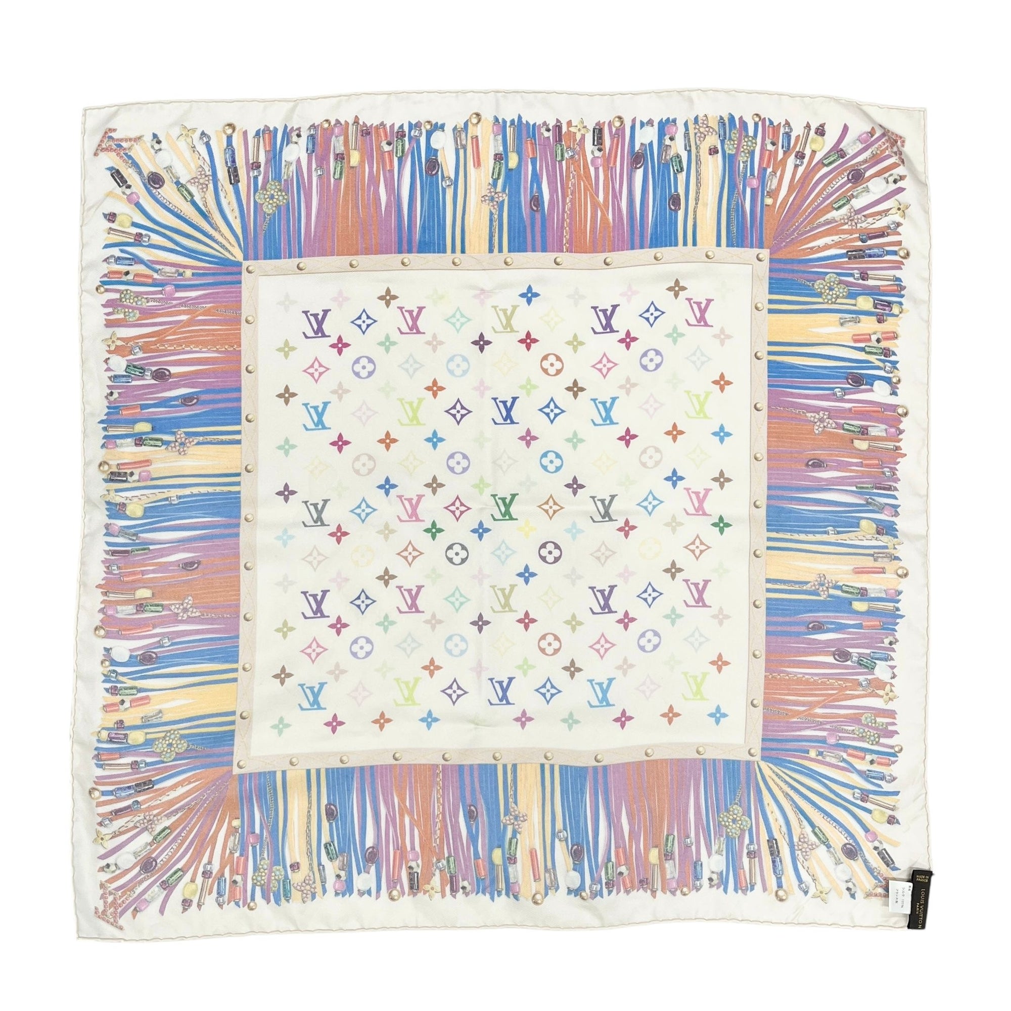 Louis Vuitton Fringe Print Logo Scarf