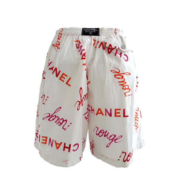 Chanel White Rouge Logo Shorts