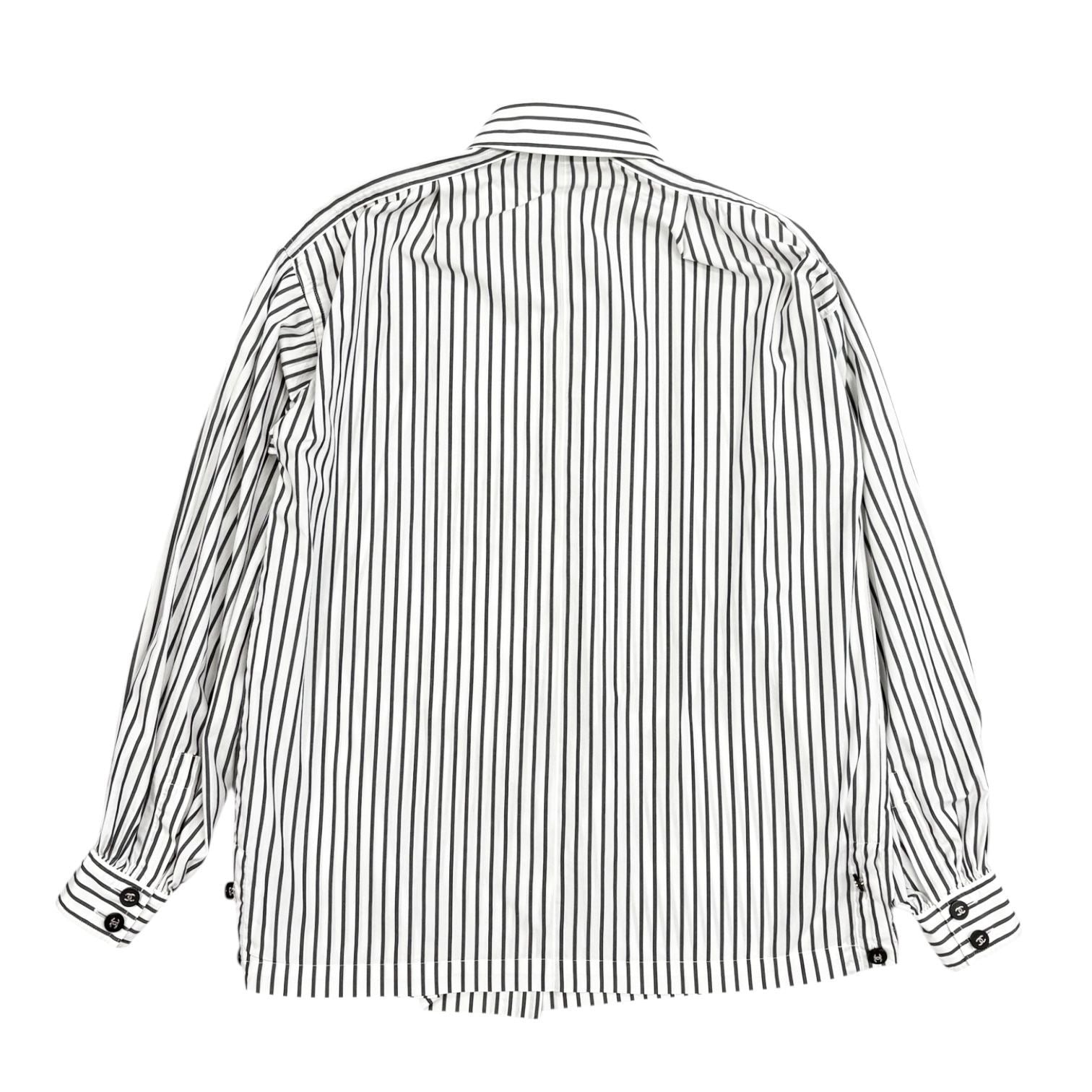 Chanel Black Striped Oversized Button Down