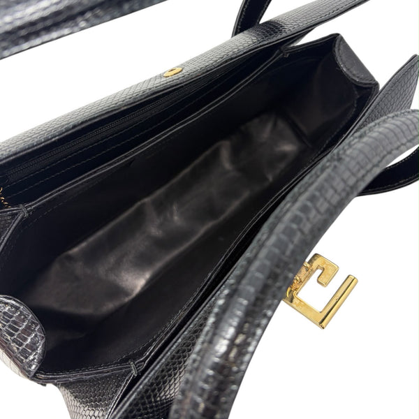 Gucci Black Snakeskin Top Handle Bag