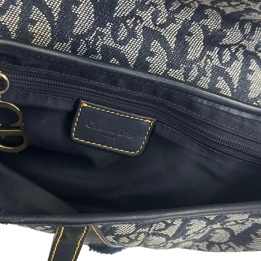 Dior Navy Logo Saddle Bag