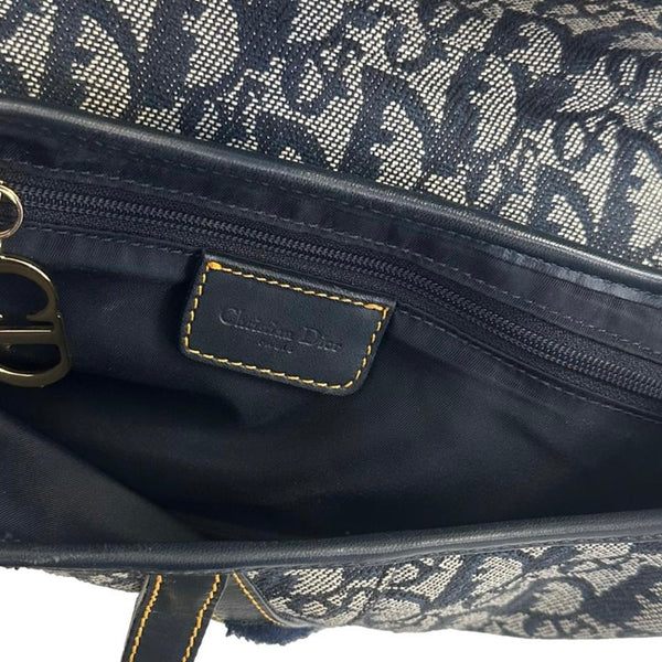 Dior Navy Logo Saddle Bag