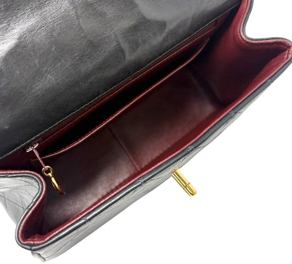 Chanel Black Lambskin Top Handle Bag