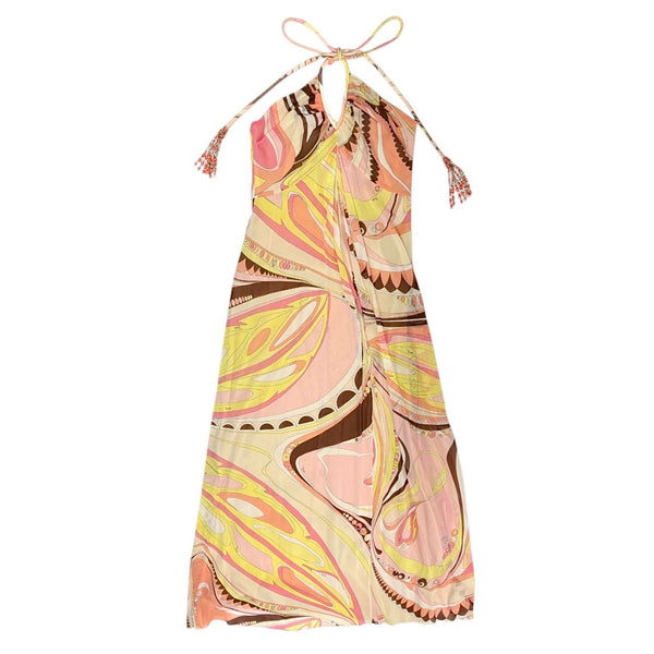 Pucci Beaded Tie Silk Halter Dress