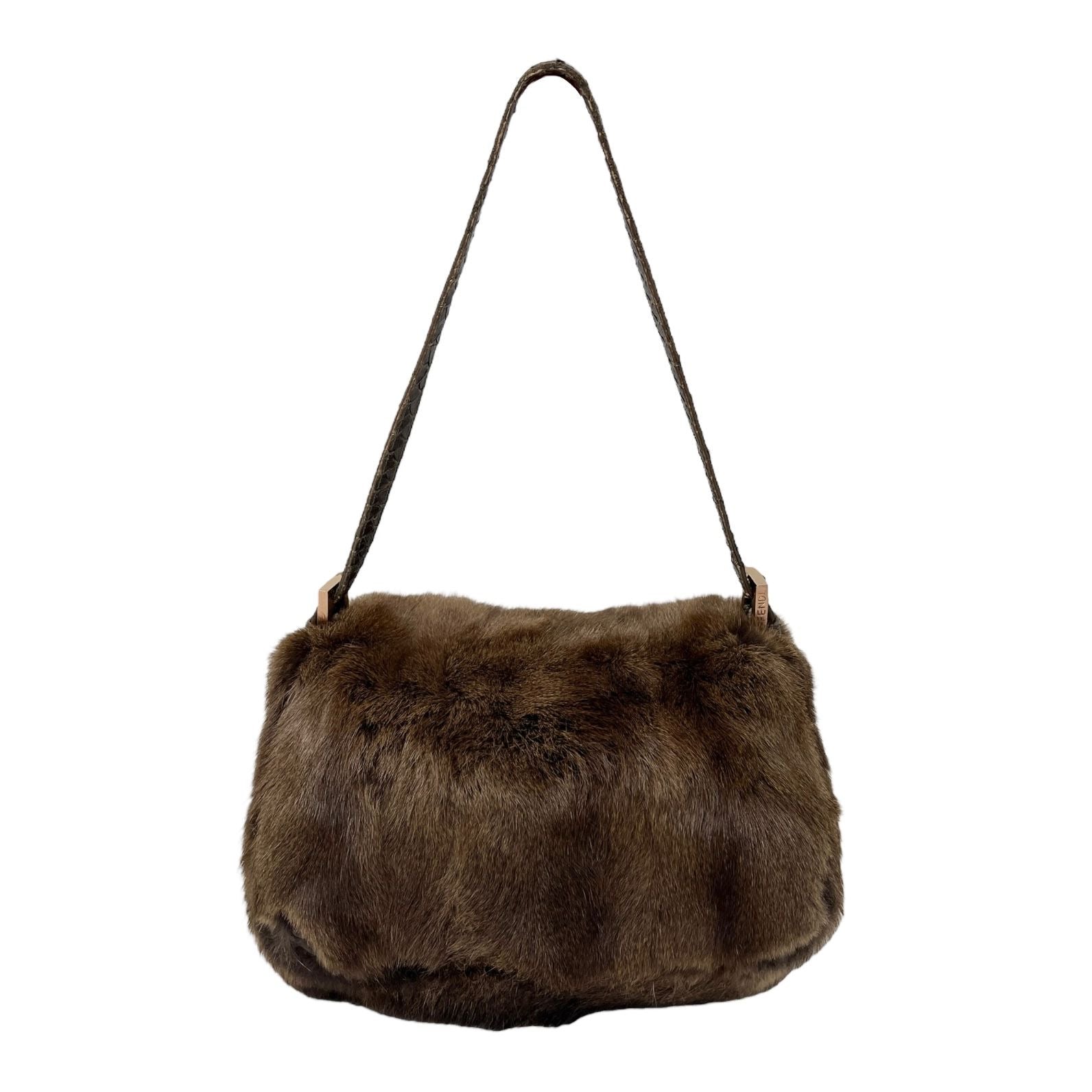 Fendi Brown Mini Fur Baguette