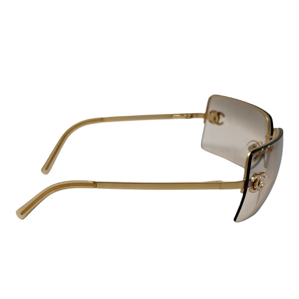Chanel Smoke Rhinestone Rimless Sunglasses