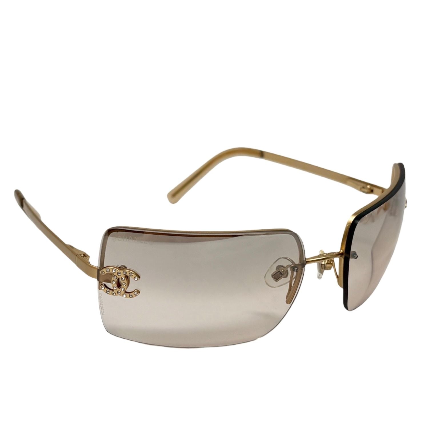 Chanel Smoke Rhinestone Rimless Sunglasses