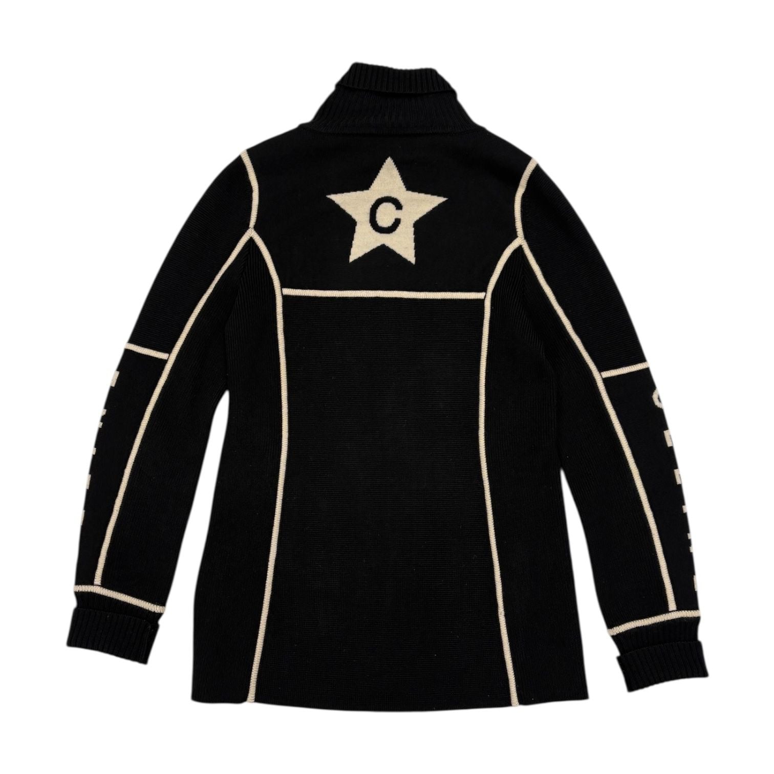 Celine Black + White Knit Logo Jacket