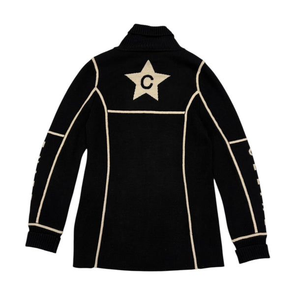 Celine Black + White Knit Logo Jacket