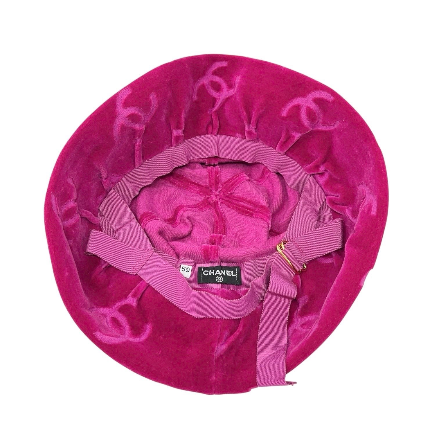 Chanel Dark Pink Velour Bucket Hat
