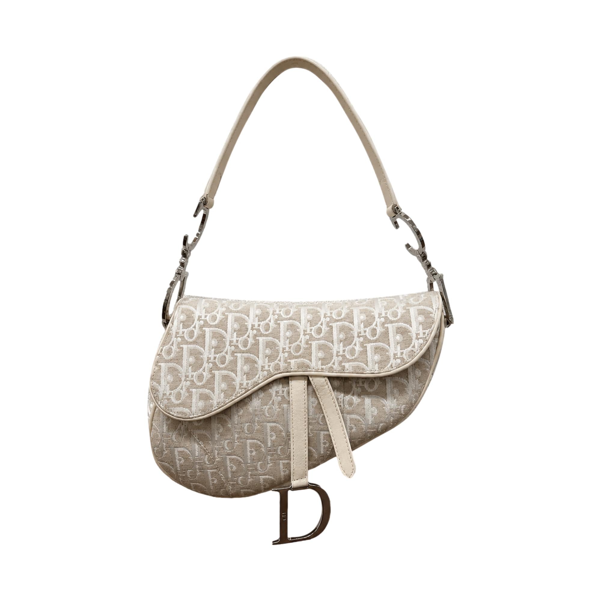 Dior Ivory Logo Saddle Bag