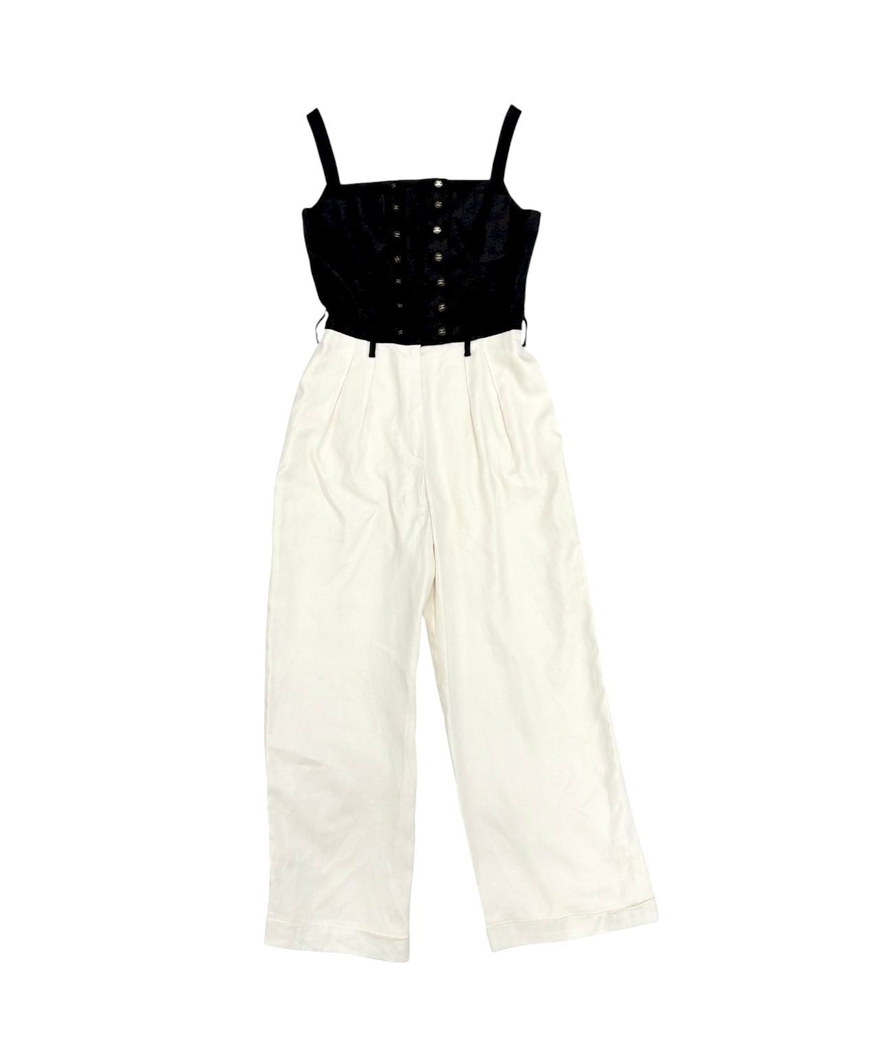 Chanel Black Corset Logo Jumpsuit