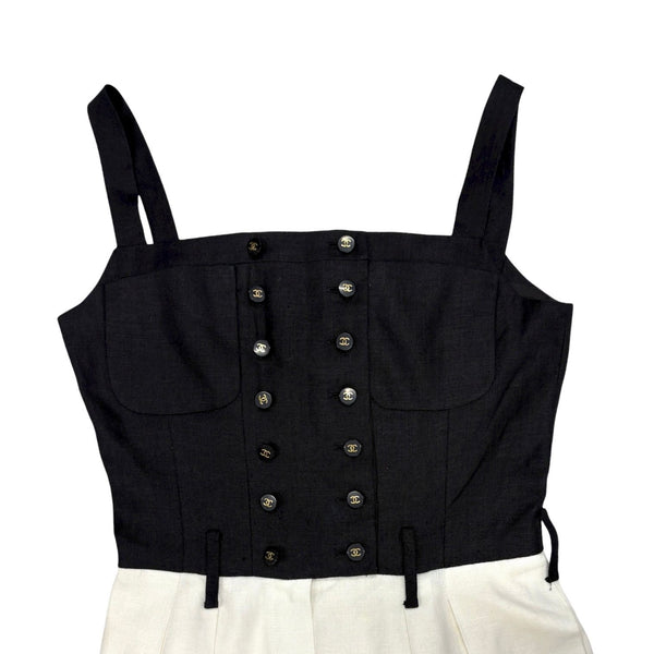 Chanel Black Corset Logo Jumpsuit