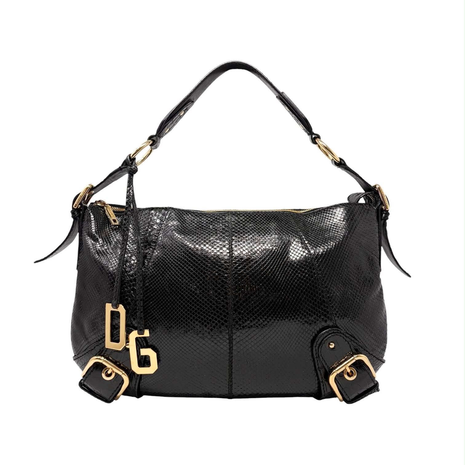 Dolce & Gabbana Black Embossed Shoulder Bag