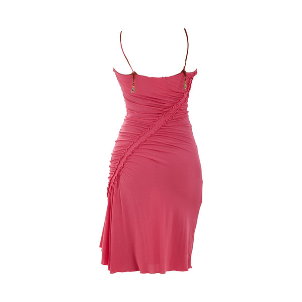 hot pink ruched dress Hot Pink Ruched Pleated Top Midi Dress