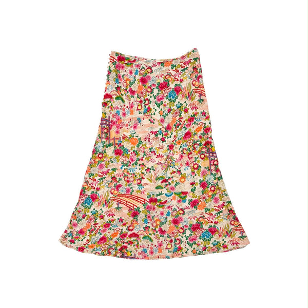 Dior Silk Floral Long Button Skirt