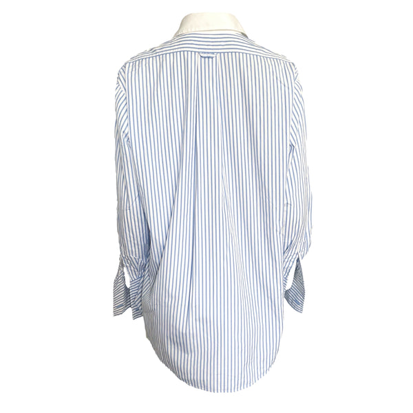 Chanel Light Blue Stripe Oversized Button Down