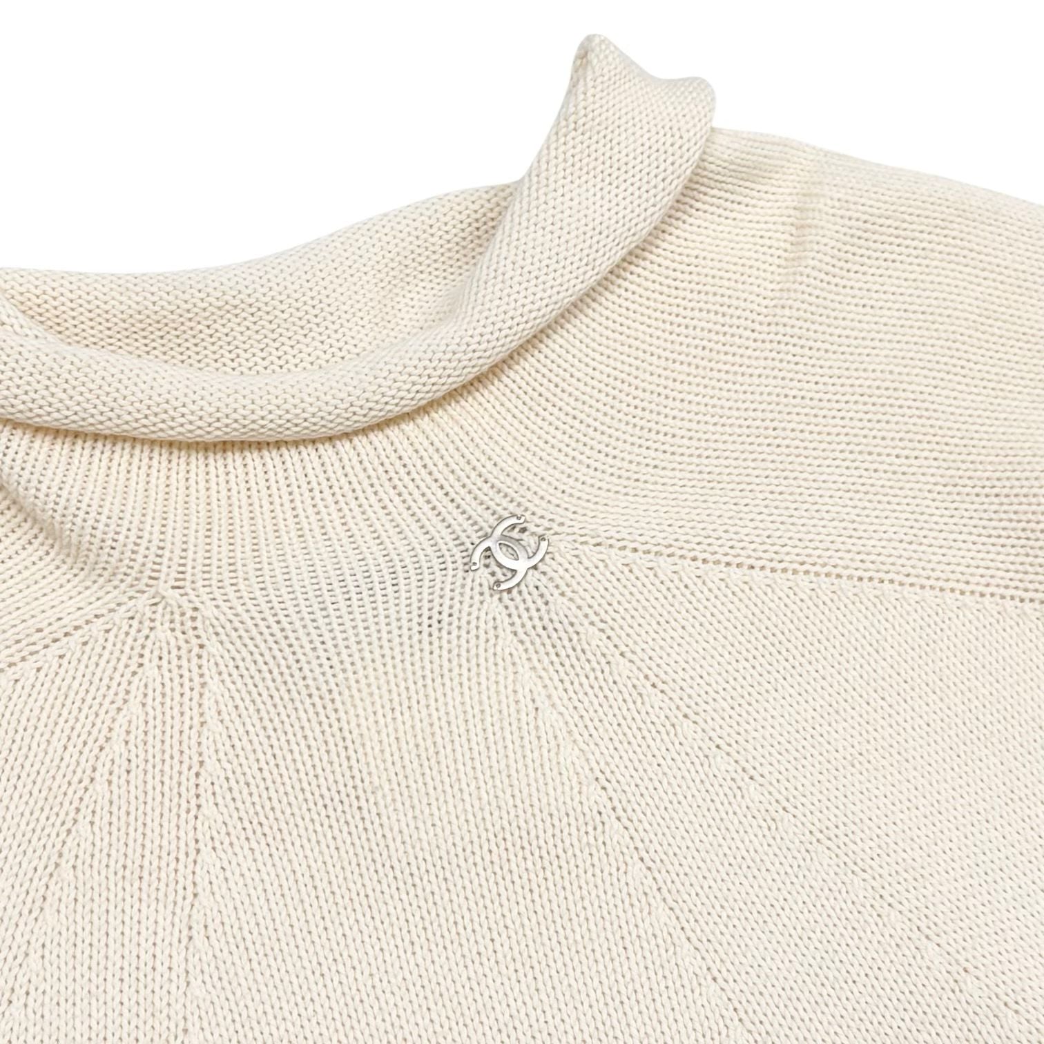 Chanel Ivory Logo Mock Neck Top