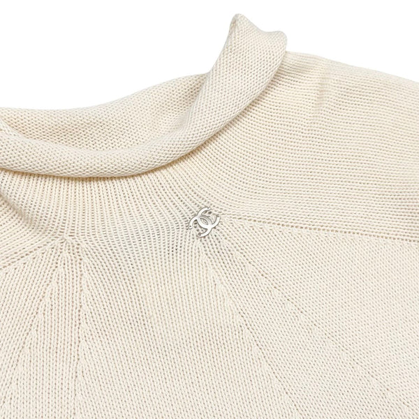 Chanel Ivory Logo Mock Neck Top