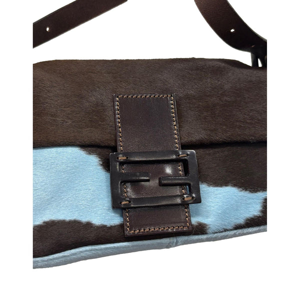 Fendi Blue Cow Print Baguette